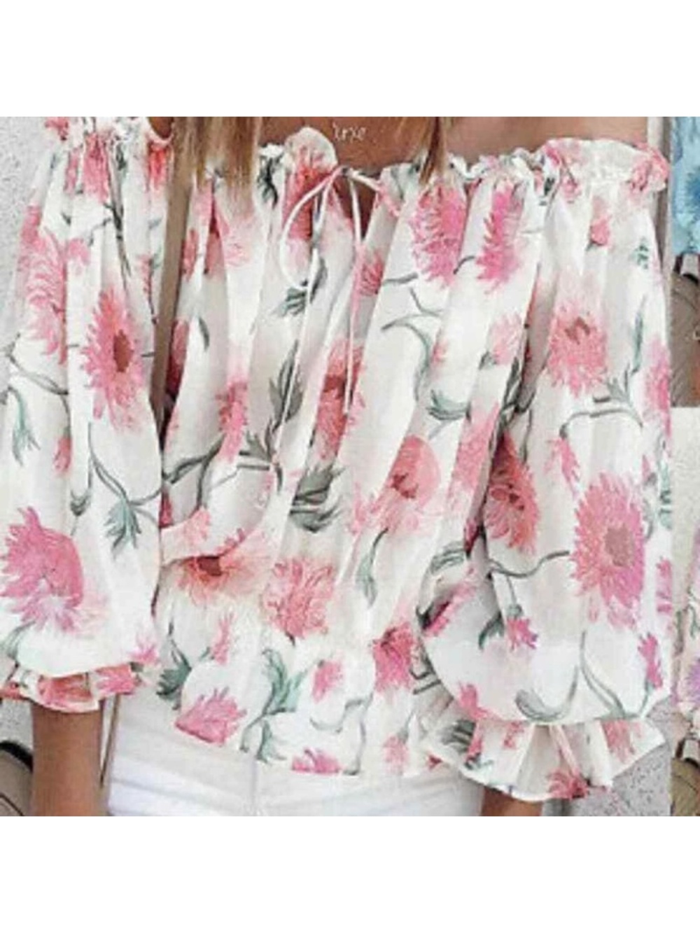 TopShop Pink Dahlia Bardot Gypsy Top Size 6 - Picture 6 of 6